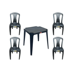 Jogo de Cadeira e Mesa preto (1 Mesa + 4 Cadeiras)